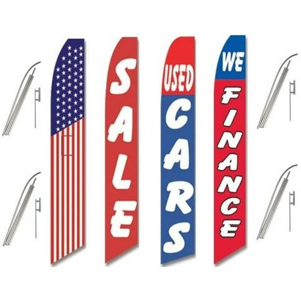 Pack of 3 Holiday Sale Shoes Sale Welcome King Swooper Feather Flag Sign Kit with Pole and Ground Spike 